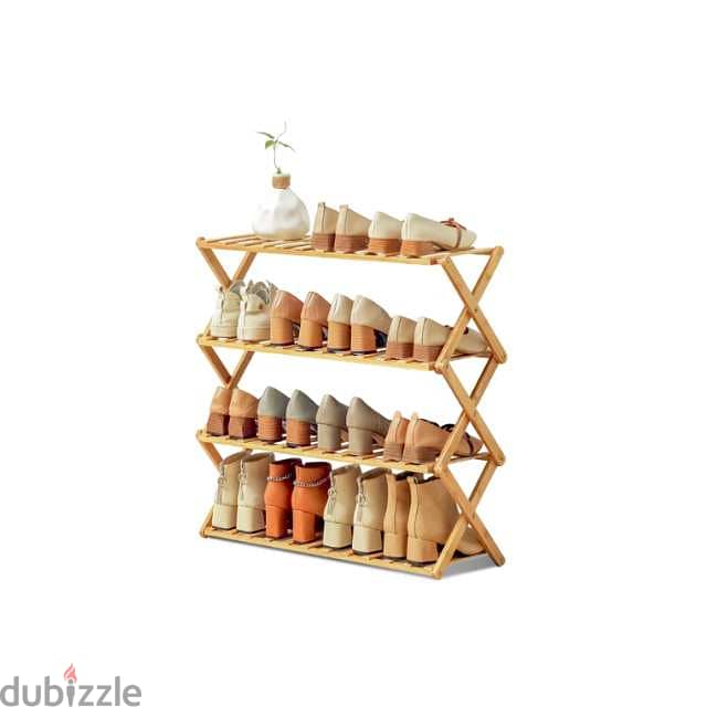 4-Layer Bamboo Shoes Rack, Foldable Shoe Stand Organizer 7