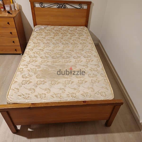 Single Bed with Matress Massive Wood 0