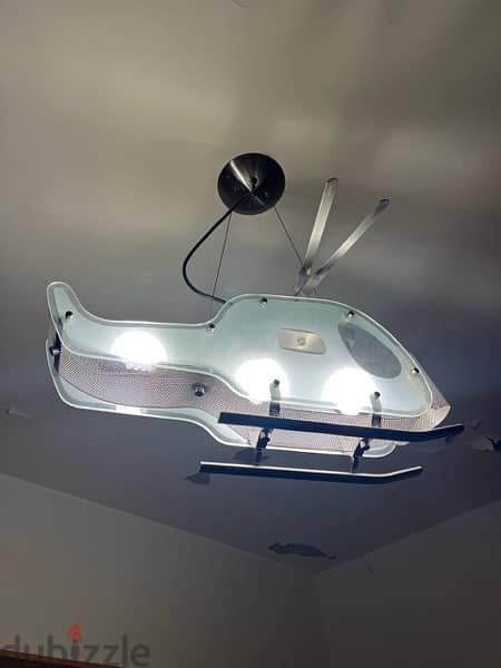 Glass Helicopter 3 Light Pendant Fitting 3