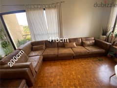 Brown leather sofa 0