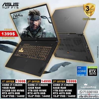 ASUS TUF F15 FX507VI-LP129 CORE i7-13620H RTX 4070 144HZ GAMING LAPTOP