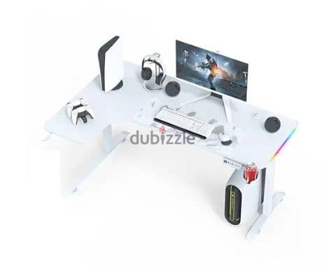 L-Shaped 160CM Gaming Desk Rgb With Cup Holder & Headset Holder 2