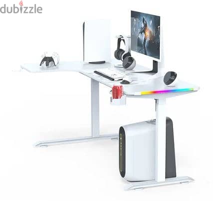 L-Shaped 160CM Gaming Desk Rgb With Cup Holder & Headset Holder 5