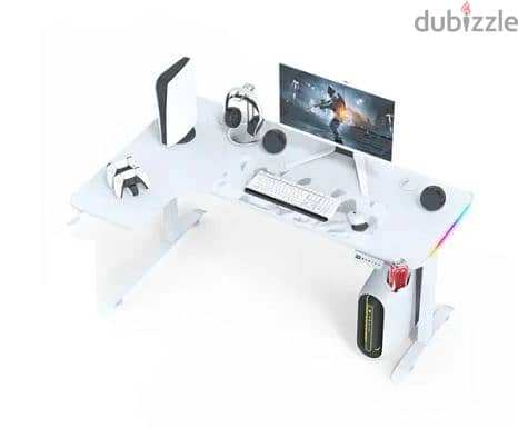 L-Shaped 160CM Gaming Desk Rgb With Cup Holder & Headset Holder 6