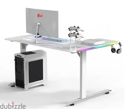 L-Shaped 160CM Gaming Desk Rgb With Cup Holder & Headset Holder 7