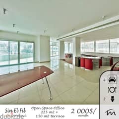 Sin El Fil | High End 225m² + 150m² Terrace Office | 4 Parking Spots
