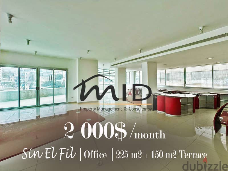 Sin El Fil | High End 225m² + 150m² Terrace Office | 4 Parking Spots 1