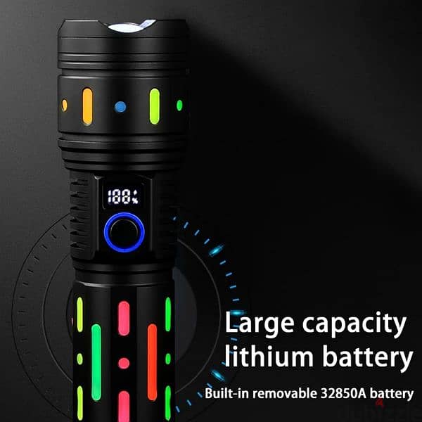 30000W LED Flashlights Zoom Waterproof 10KM Aluminum Torch 10000mAh 6