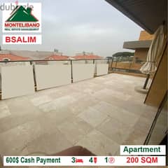 600$!! Apartment for rent located in Bsalim 0