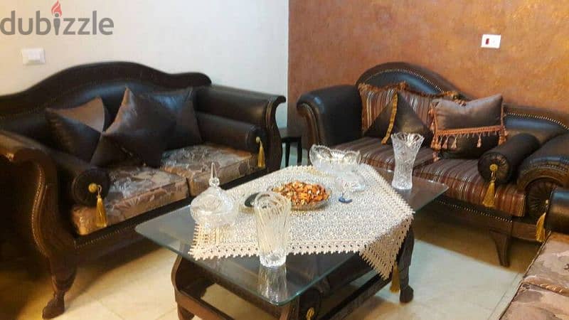 salon+ living room L shape+ grey curtain+ 2 wood tables 3