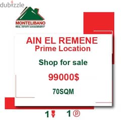 99000$!! Prime Location Shop for sale located in Ain El Remeneh