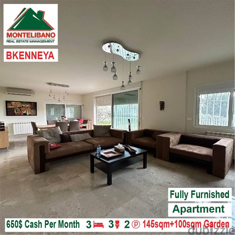 650$!! Fully Furnished Appartment for rent located in Bkenneya 1