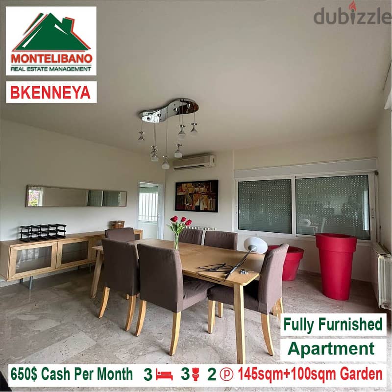 650$!! Fully Furnished Appartment for rent located in Bkenneya 3