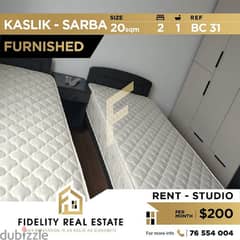 Furnished studios for rent in Kaslik sarba BC31