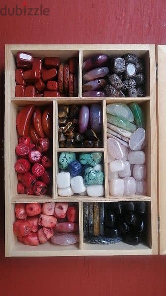 Genuine Stone Beads + Wooden Box