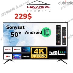 Led SONYSAT 50” 4K  Android13 + air mouse remote مع كفالة
