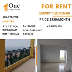 SEMI-FURNISHED Apartment for RENT,in QORNET CHEHOUANE / METN.