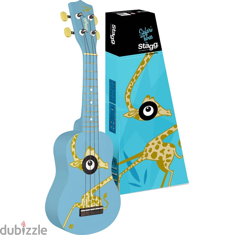 Stagg Traditional Soprano Ukulele with Giraffe Graphic 1