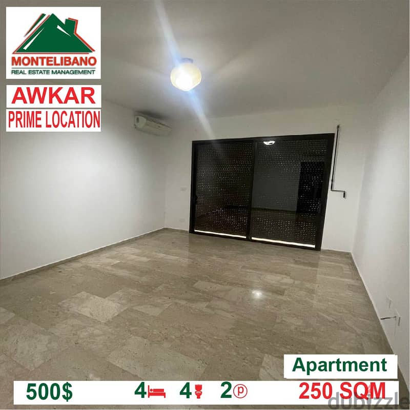 500$ Cash/Month!! Apartment for rent in Awkar!! 1