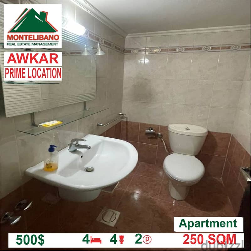500$ Cash/Month!! Apartment for rent in Awkar!! 4