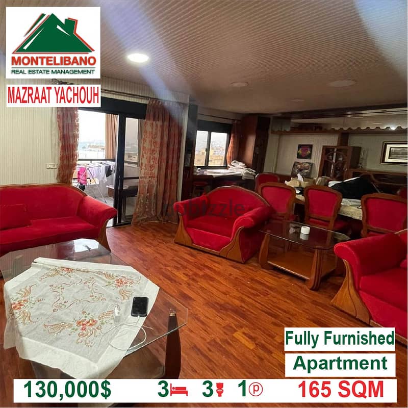 130,000$ Cash Payment!! Apartment for sale in Mazraat Yachouh!! 1