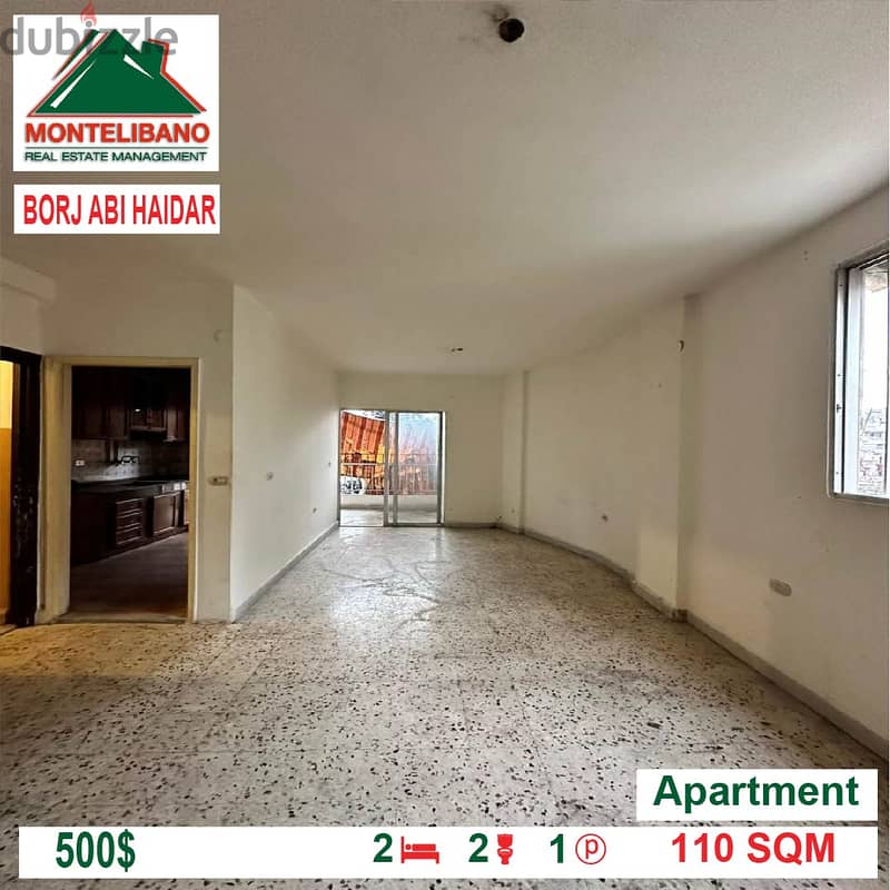 500$!! Apartment for rent located in Borj Abi haidar 1