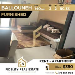Furnished apartment for rent in Ballouneh BC33