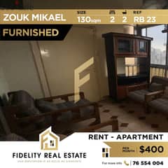 Apartment for rent in Zouk Mikael RB23 0