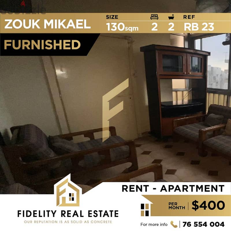 Apartment for rent in Zouk Mikael RB23 0