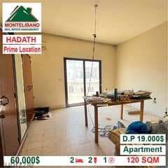 60000$!! Prime Location Apartment for sale located in Hadath