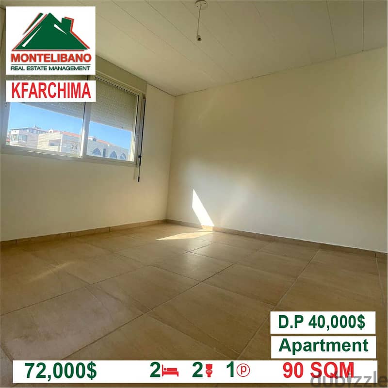 72,000$ Cash Payment!! Apartment for sale in Kfarchima!! 3