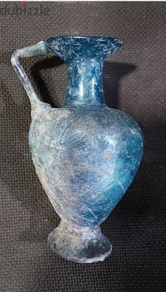Ancient Roman blue Glass Jug Antique from 1st century 12 cm