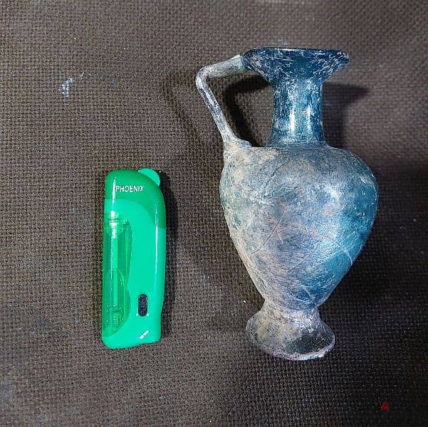 Ancient Roman blue Glass Jug Antique from 1st century 12 cm 4