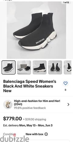 BALENCIAGA SPEED ORIGINAL MADE IN ITALY USE ONLY ONCE LIKE NEW SIZE 40