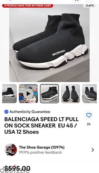 BALENCIAGA SPEED ORIGINAL MADE IN ITALY USE ONLY ONCE LIKE NEW SIZE 40 5