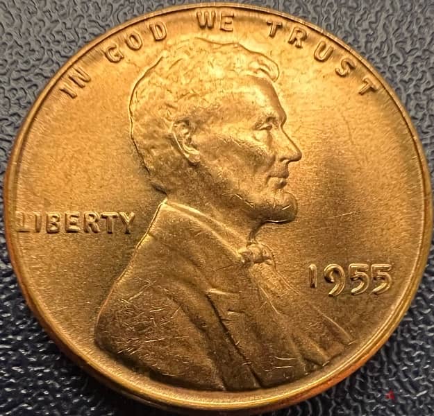 American penny 1955 , error doubling in 5 2