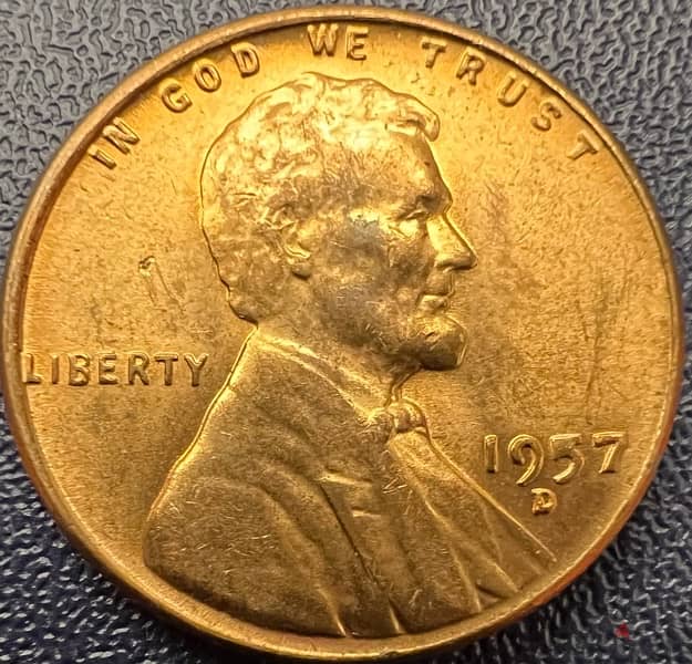American penny 1957 error date infill 5 2