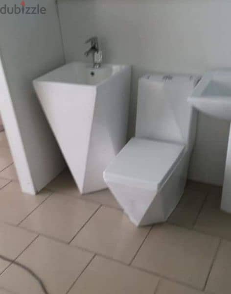 طقم حمام(مغسلة كاملة صبة وحدة)bathroom set toilet seat tall sink 4