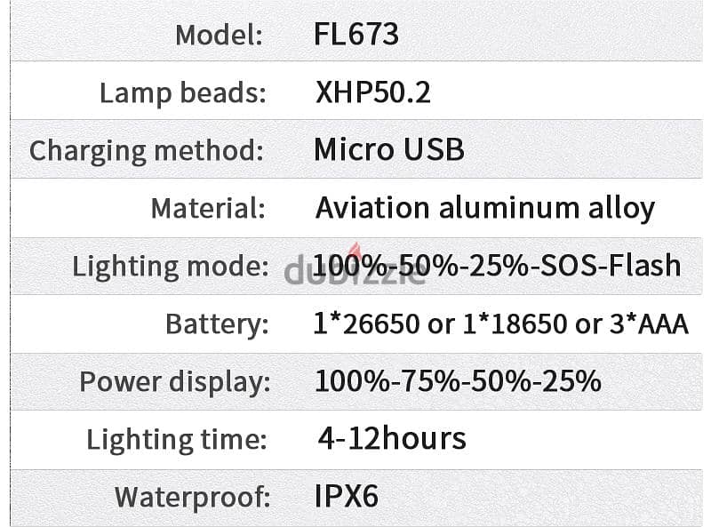 XHP Flash Light With 26650 Big Battery 4