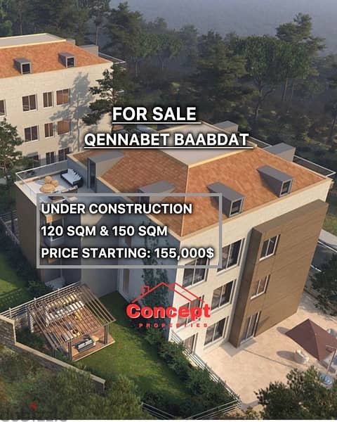 Apartments for sale in Qennabet Baabdat with payment facilities 0
