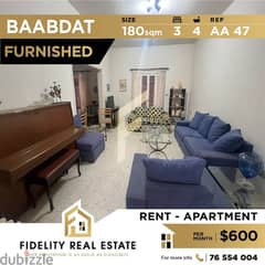 Furnished apartment for rent in Baabdat AA47 0