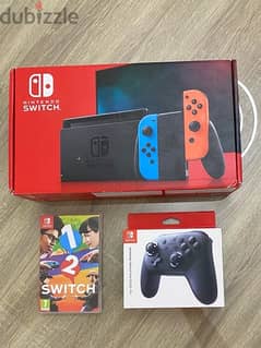 Nintendo switch V2 + pro controller + 1 game (barely used)