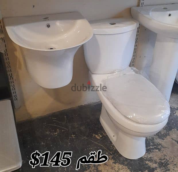 طقم حمام(مغسلة بعامود)bathroom toilet sets(sink and toilet seat) 19