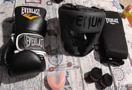 Thai boxing equipment shins , boxing gloves,straps,mouthguard,Headgear