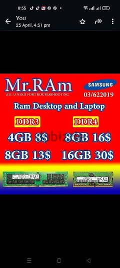 Ram ddr3 ddr4 desktop laptop