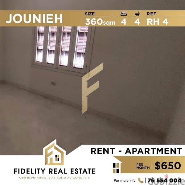 Apartment for rent in Jounieh RH4 0