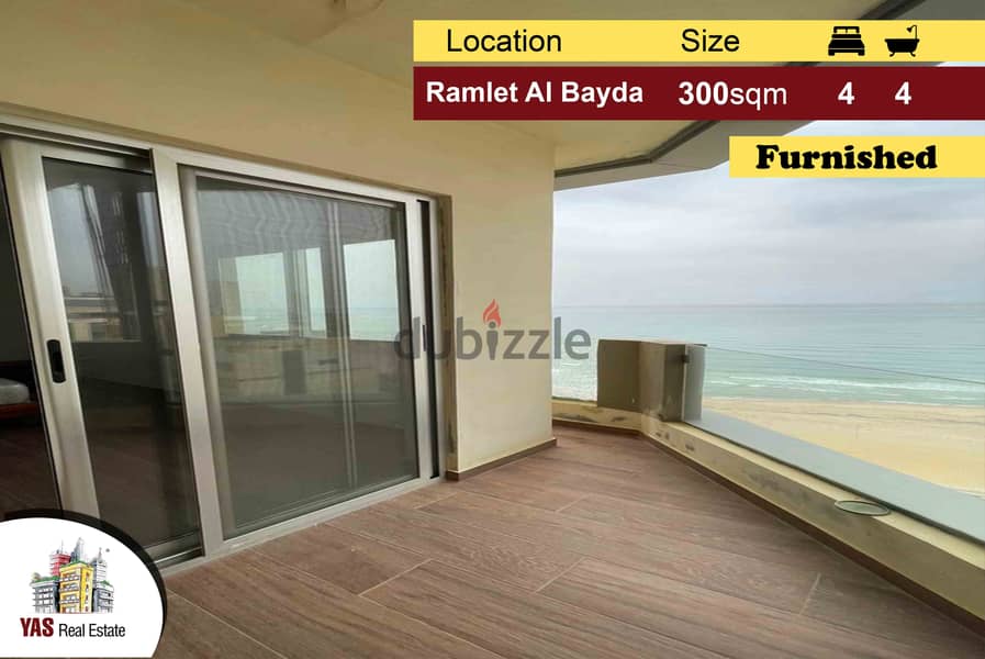 Ramlet Al Bayda 300m2 | Sea View | High floor | Furnished | Classy |PA 0