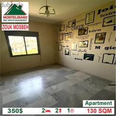 350$/Cash Month!! Apartment for rent in Zouk Mosbeh!!