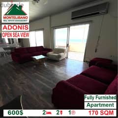600$ Cash/Month!! Apartment for rent in Adonis!! Open Sea View!!