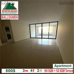 500$/Cash Month!! Apartment for rent in Ballouneh!! 0